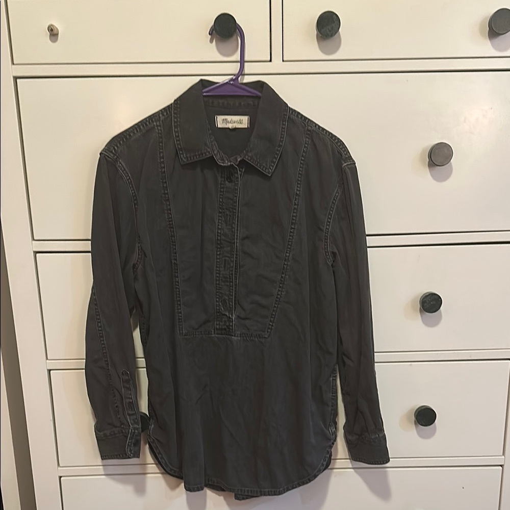 Madewell Black Button Down Shirt Classic Top